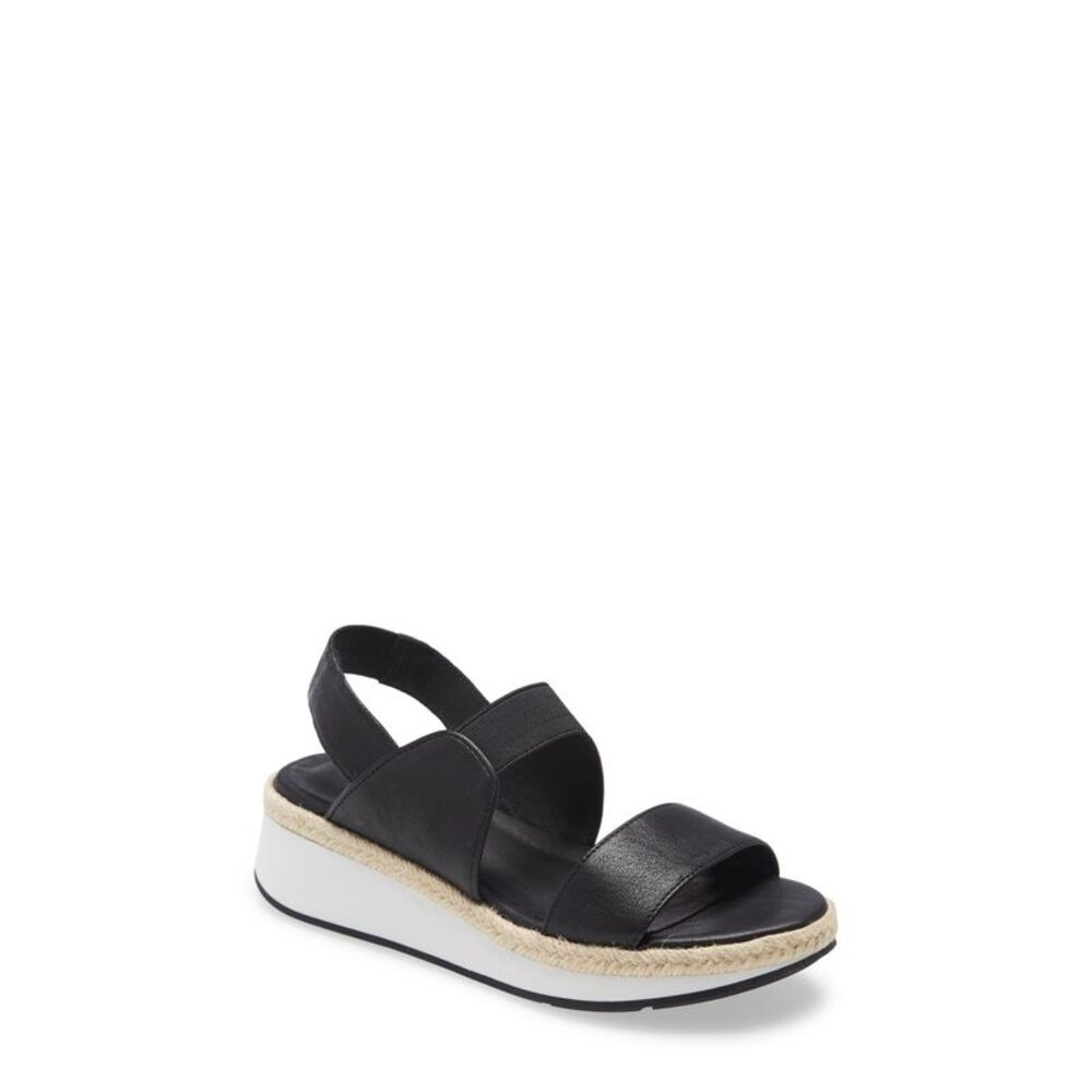 EILEEN FISHER Womens Black 1" Platform Dash Wedge Slip On Slingback Sandal 6.5 M